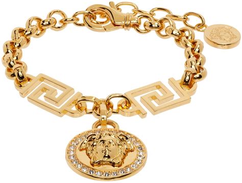 versace gold greek key bracelet|Versace: Gold 'La Medusa Greca' Bracelet .